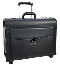 Pilot Case 2 ruote ecopelle borsa da viaggio cabina leggera Tolone nera