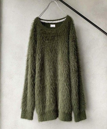 Feather Yarn Knitting Sweater Green 