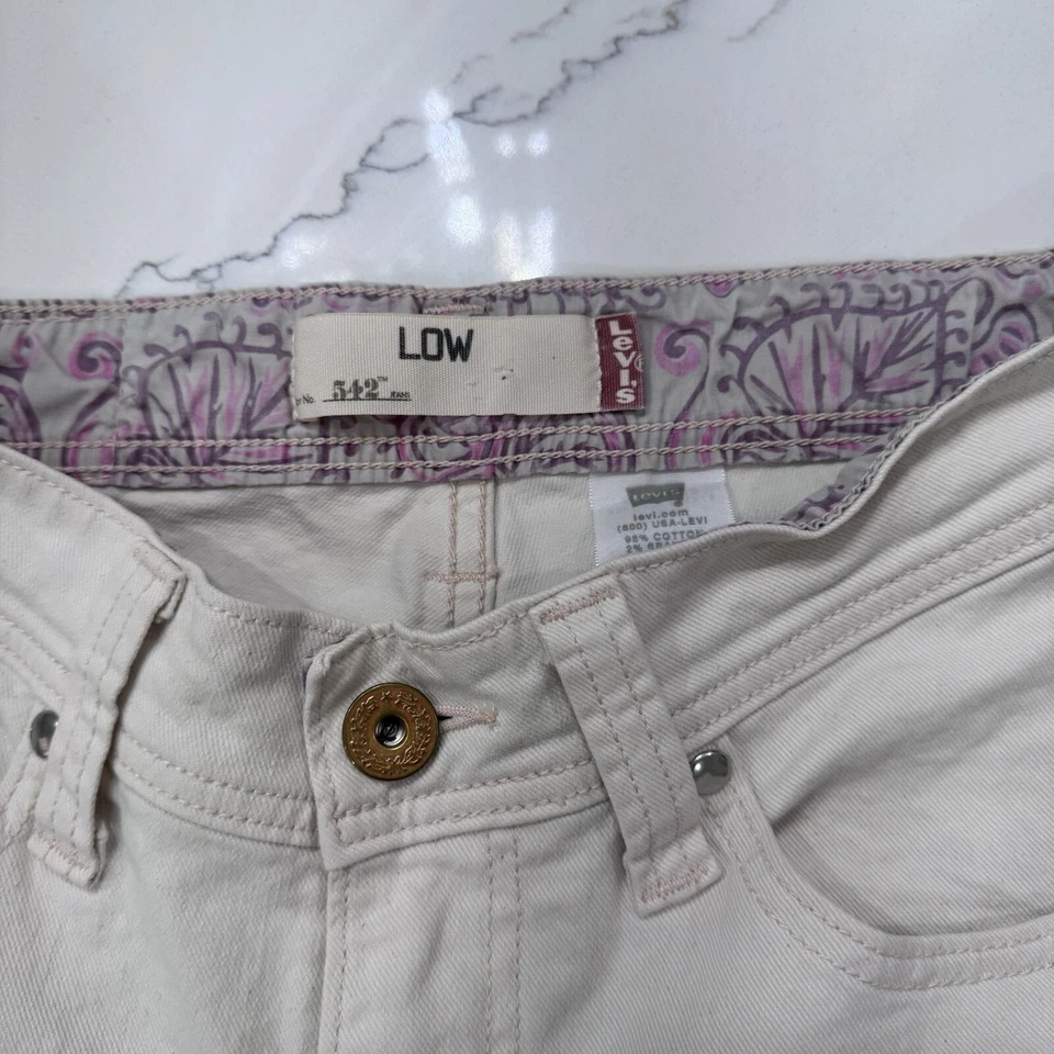 Levis 542 Mujer Denim Culotte Capris Elastizado Tiro Bajo Dobladillo Envejecido Talla 8 Foto 4 de 4