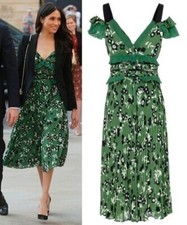Self Portrait Cold Shoulder Green Mult Floral Midi Dress UK8 $510 BNWT ASO Celeb