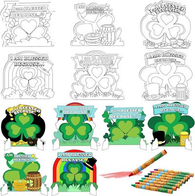 St. Patrick's Day Craft Kit 30 Kids Color Your Own Blessings Crayons Classroom