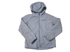 COLUMBIA Hooded Windbreaker Jacket 6 /6X Light Blue Nylon Unlined XS