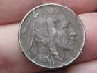 1916 P Buffalo Nickel 5 Cent Piece- VF Details, Dark/Black, Nearly Full Horn