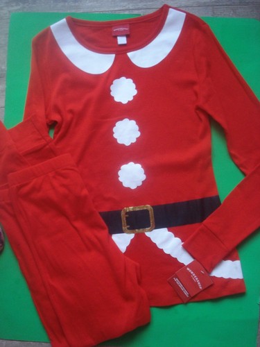 WOMENS HOLIDAY SANTA ELF PAJAMAS LONG JOHNS MED NEW