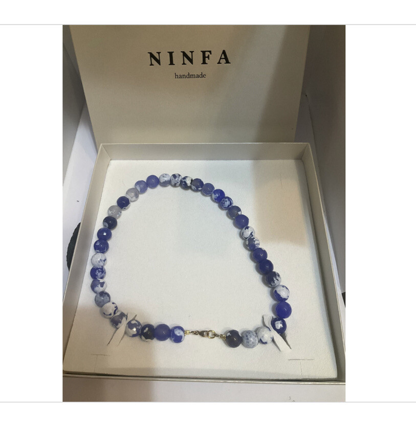 Ninfa Handmade Classic Shades Of Blue Bead Necklace