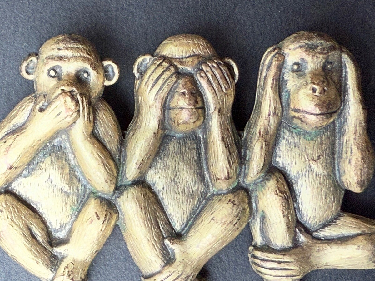 Vintage Three Wise Monkeys Speak See Hear No Evil Solid