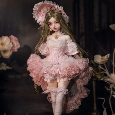 1/4 BJD Doll Full Set Resin with Face Makeup Eyes Wig Dress Pretty Girl Gift Toy