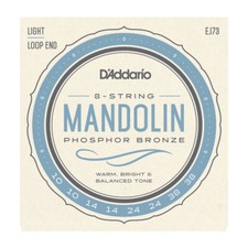 D'Addario EJ73 Loop End Phosphor Bronze Mandolin Strings; 8 strings light 10-38