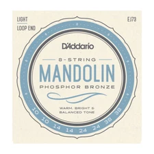 D'Addario EJ73 Loop End Phosphor Bronze Mandolin Strings; 8 strings light 10-38