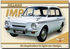 A3 HILLMAN IMP SUPER BLECHSCHILD.GARAGENSCHILD.VINTAGE BRITISH MOTOR CAR.