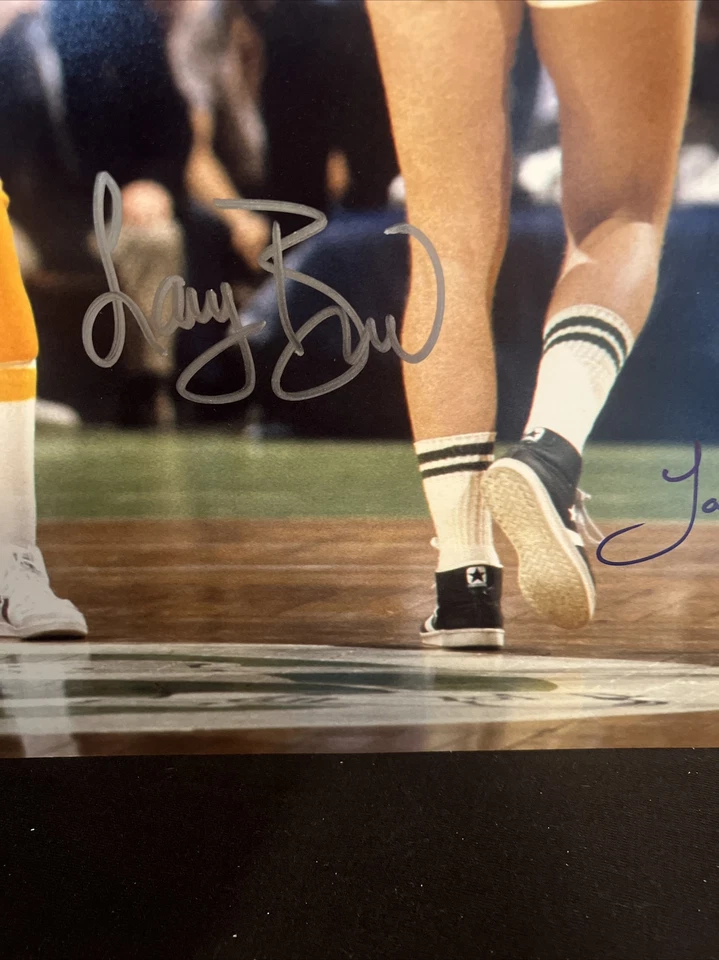 Larry Bird & James Worthy Signed Celtics & Lakers Action 16x20 PSA/DNA BIRD Holo - Image 2 of 4