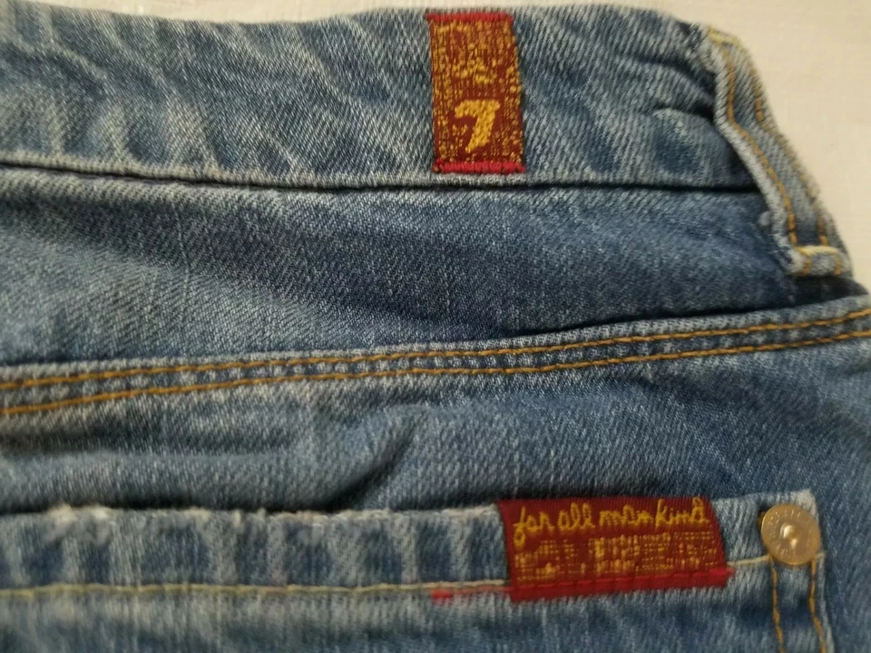 Nuevo 7 FOR ALL HUMANITY Destroyed Azul Denim Jean Falda Mujer’s 31 u 11/12 $178 Foto 3 de 4