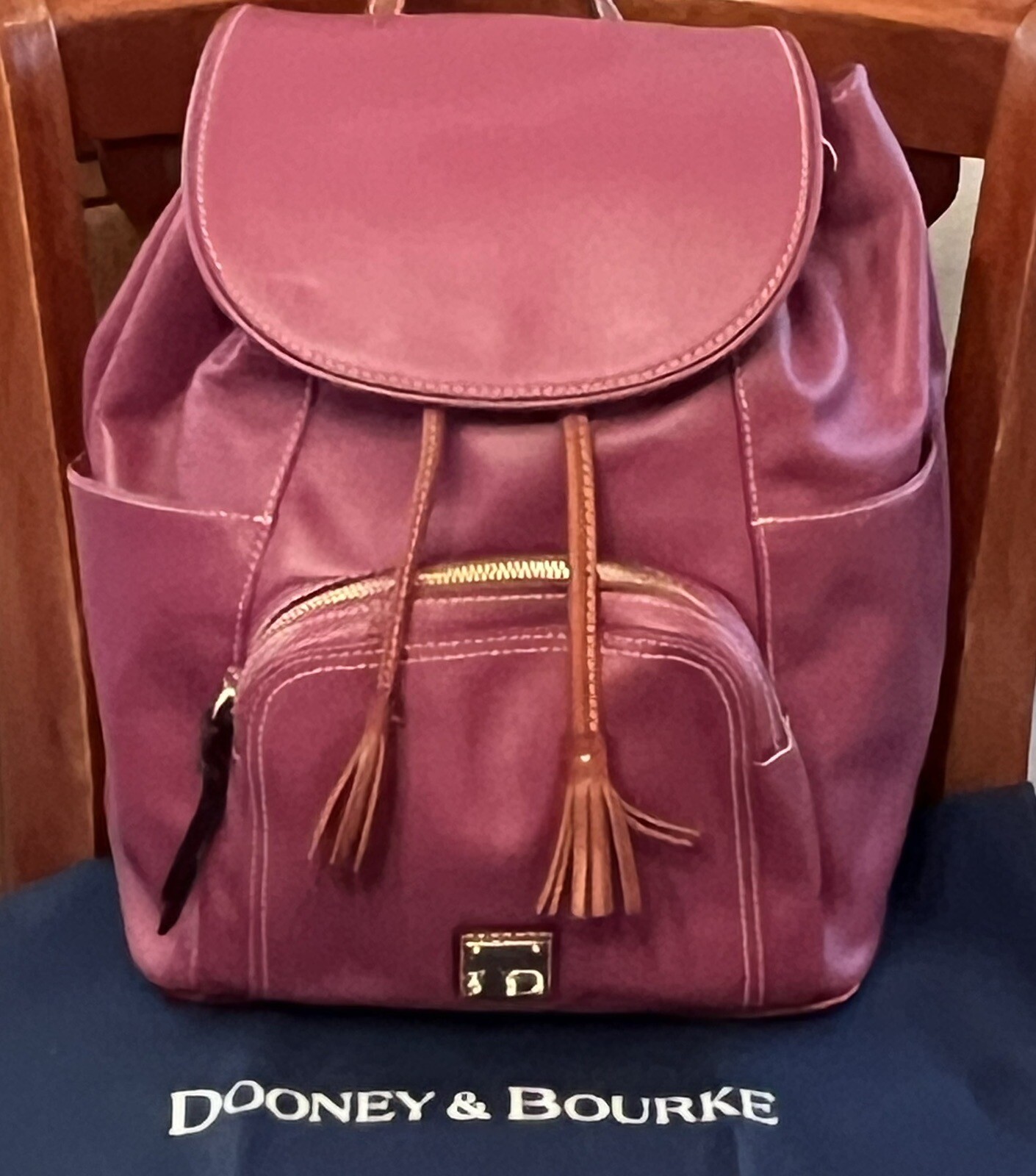 NEW Dooney & Bourke Smooth LARGE Leather Backpack Handbag Pink Purple