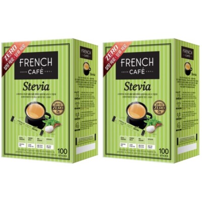 FRENCH CAFE Coffee Mix STEVIA (10.3g x 100Sticks x 2Box) Dual Presso Zero Sugar