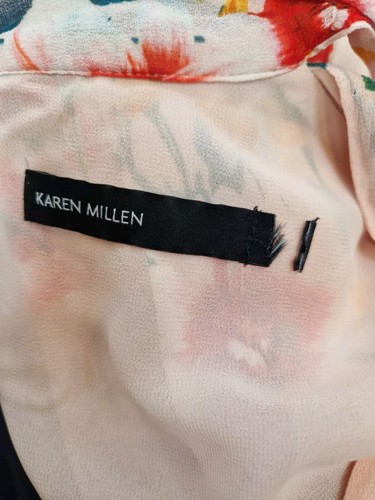 Karen Millen Pink Peach Orange Floral Tie Pleated Occasion Summer Dress UK 10 - Picture 16 of 18