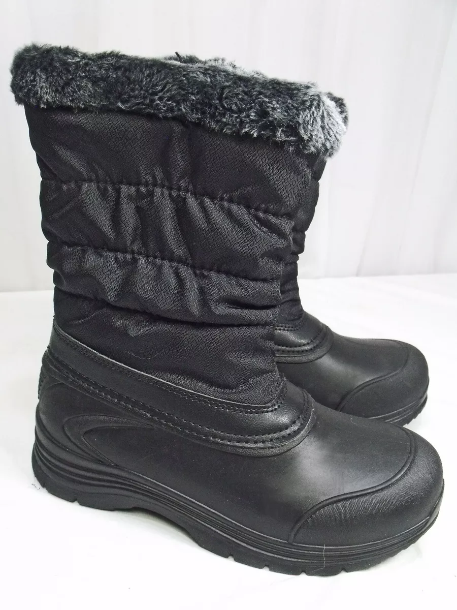 Time and Tru Women s Black Temp.Rate 5 Faux Fur Winter Boots Sz 6 NWT