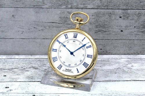 CAPITAL Orologio Taschino Laminato Gold Indici Blu Elegnte Idea Regalo  Quarzo | eBay