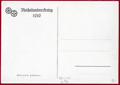 German WW 2 Third Reich postcard Reichshandwerkertag 1936 -Reich Crafts Day - Photo 2 sur 2