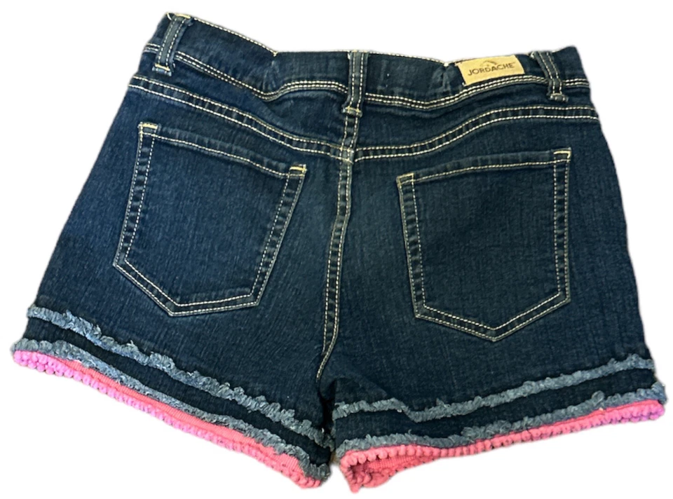 Pantalones Cortos Jordache Talla 16 Niñas Bordados Denim Rosa Flamenco Piña Foto 2 de 4