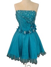 Juliet USA prom homecoming cocktail party short turquoise dress size L NWT