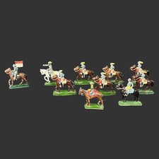 Vintage Lot of 10 Metal Toy Soldiers Riding on Horses