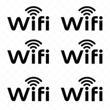 6 Pack - WIFI and WIFI SYMBOL ICON Vinyl Decals Stickers