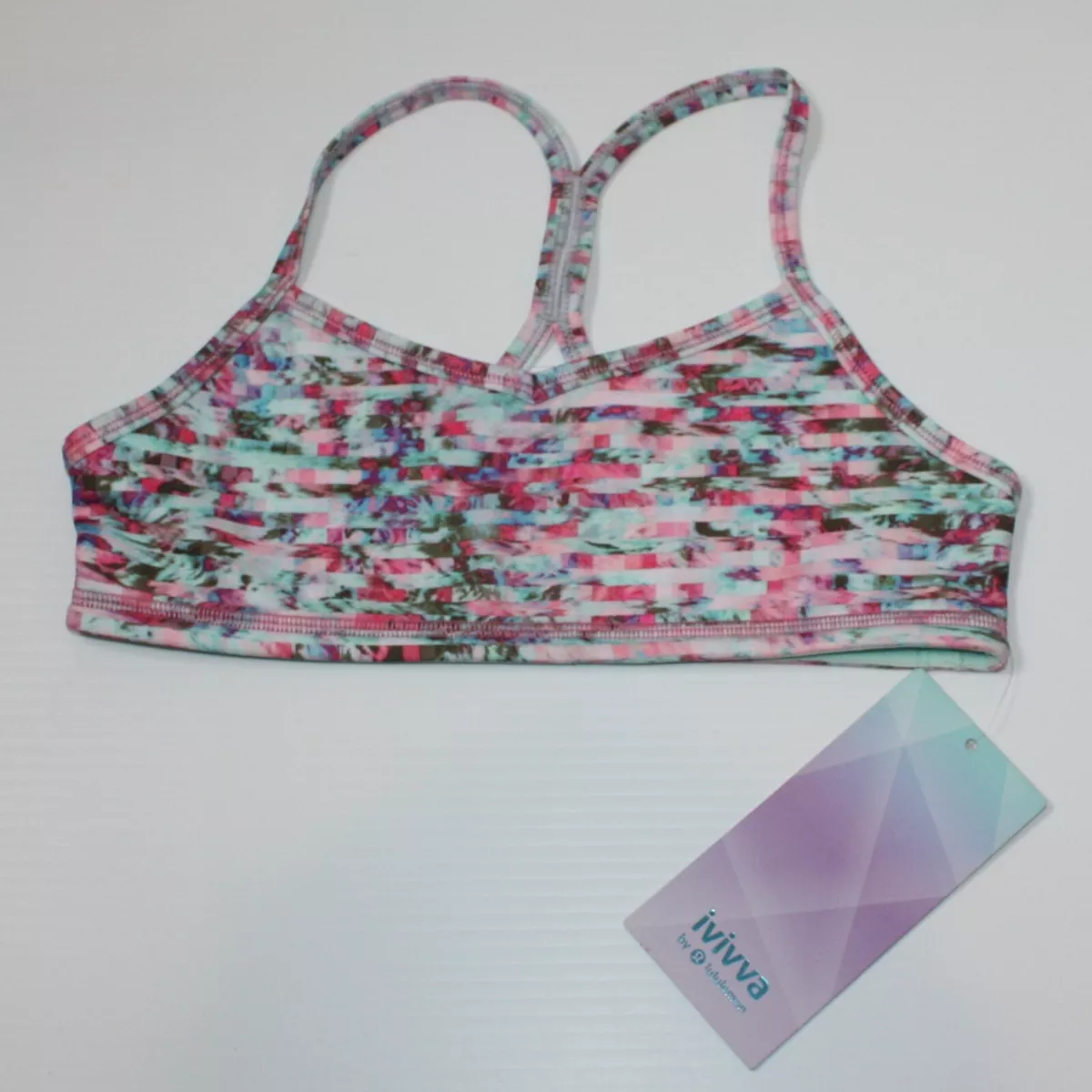 Ivivva by Lululemon Girl's Multicolored Drill Sports Bra size 12 NWT