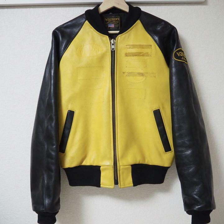 〈お値下げ〉vanson レザー ジャケット 36 イエロー/ブラック お値下げ〉vanson レザー ジャケット 36 イエロー/ブラック