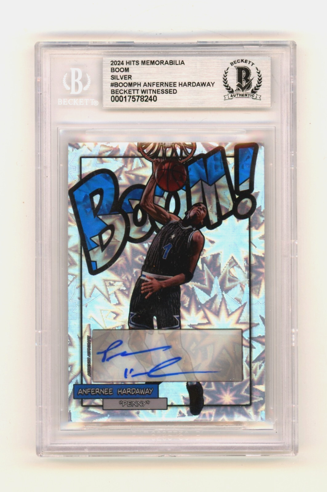 Anfernee penny hardaway 2024 hits memorabilia boom silver signed bgs bas auto