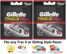 20 Gillette Trac II PLUS cartridges Blades Razor Shaver Refill Original Trac2 10