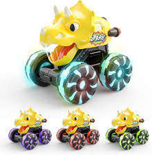 Yellow Triceratops Dino Monster Truck – Toddler Push Car Toy with LED Wheels – P