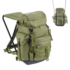 THKFISH Fishing Backpack with Foldable Chair, 35L Tackle Box Backpack with Ro...