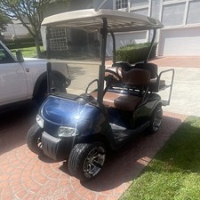 Custom EZ-GO Golf Cart with headlights and Custom Front Rear Seat Covers Combo