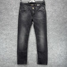Replay Jennpez Jeans W28 L34 schwarz grau Waschung Slim Fit Reißverschlusstaschen distressed