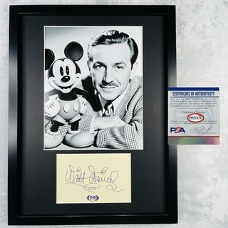 No Reserve PSA Walt Disney Signed Photo Cut Framed Mickey Mouse Autograph MINT