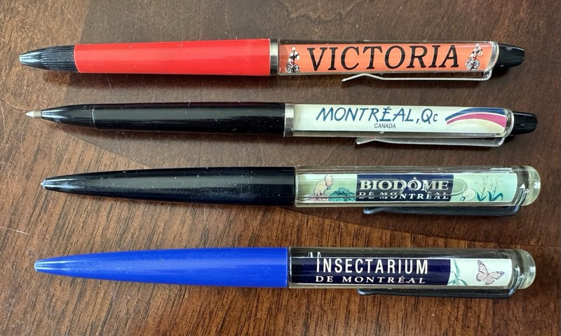 4 Vintage Floaty Pens From Canada - All Different 