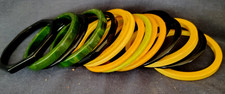 M VINTAGE ART DECO BAKELITE (16) BANGLE BRACELETS  EMERALD GREEN, BLACK, YELLOW