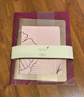 NEW Papyrus Paper Notebook Journal Set Three Sizes Pinks /Golds