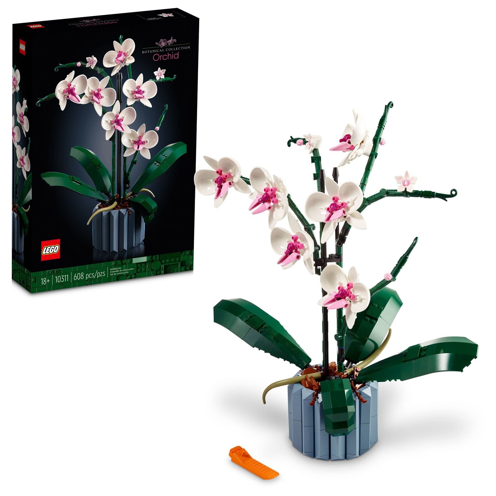 LEGO Botanicals Orchid - Artificial, Fake Indoor Flowers Building Set for Home,