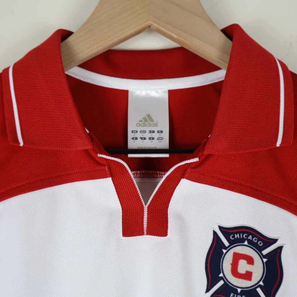 Vintage 2005 Adidas Clima Cool Chicago Fire MLS Soccer Jersey White Small 17x25 - Image 4 of 4