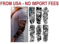 Military Temporary Tattoo Sleeves, Full Arm Large War Soldier Fake Tattoos Sleev
