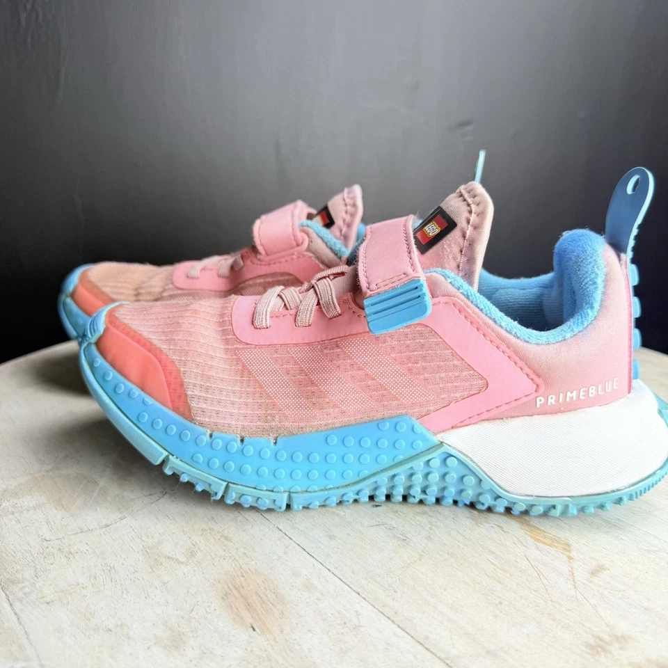 Adidas x Lego Sport El K Girls Sneaker Size 13 Pink And Light Blue Pull On  - Image 2 of 4