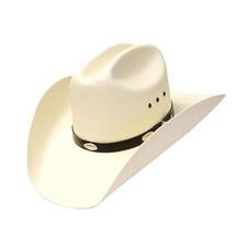 Western Express Natural Straw Western Cattleman Hat with Silver Concho Hat Band