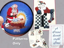 Kneeling Santa Snowman Afghan Desgn Hardanger Friend Loves CROSS STITCH PATTERNS