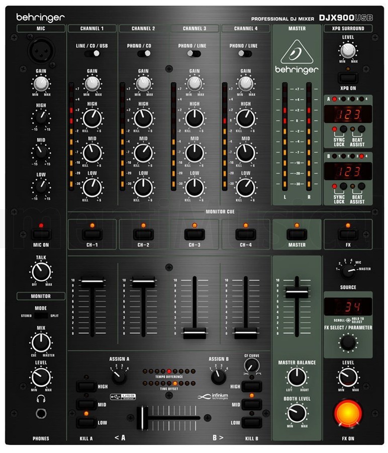 BEHRINGER DJX900 USB mixer dj 4 canali con imballo originale usato pochissimo