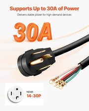 New 10 ft Dryer Power Cord, 4-Prong NEMA 14-30P Appliance Dryer Cord with Eyele