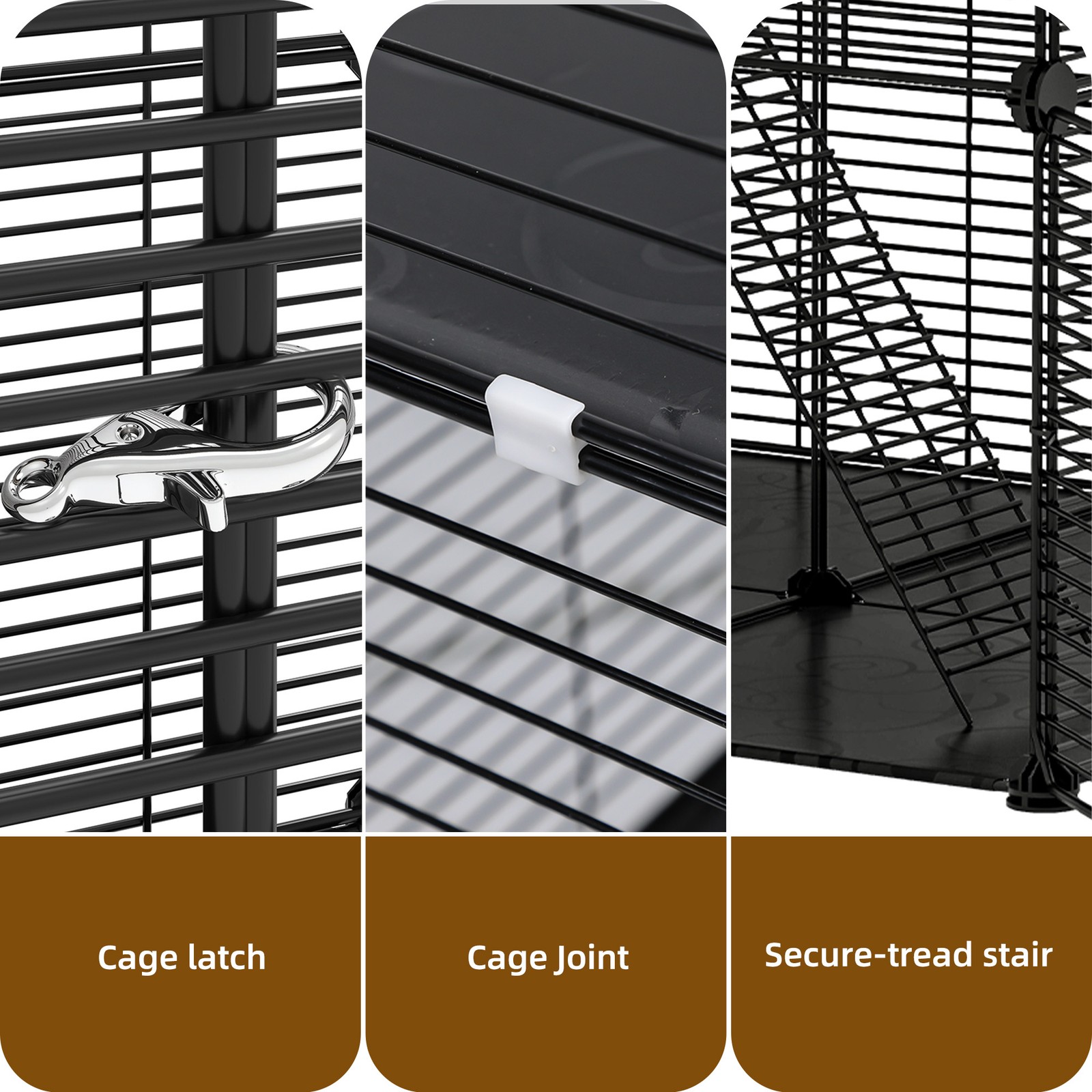 28" Cat Cage 2-tier Pet Playpen with Ladder and Buckles Metal Crate for Kitten