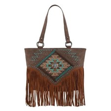 Montana West 479531 Tote - Aztec Cross with Fringe - Concealed Carry - Coffee