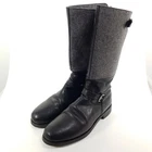 Heschung Winter Boots Mens EU 44 UK 9.5 Black Grey Boots Sheepskin Lining