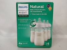 Philips Avent Natural Glass Baby Bottottles, 8 oz, Medium Flow, 4-Pack